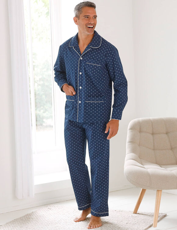 Pyjama imprim&eacute; popeline polycoton  (marine)