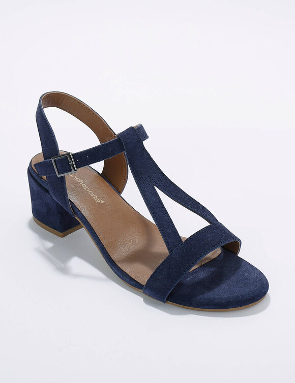 Sandales brides à talons en cuir certifié LWG (marine)