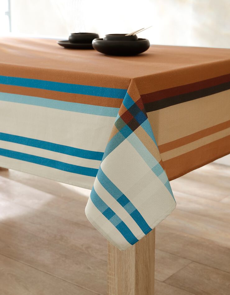 Nappe fabriquée en France, motif carreaux Havanne - coton biologique(1) (havane)