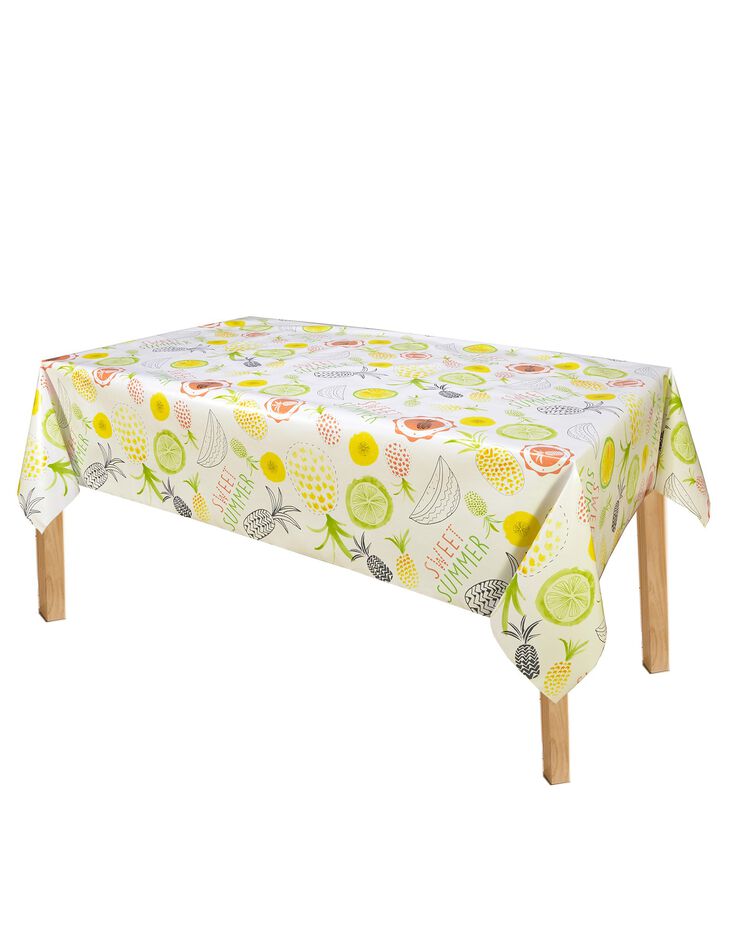 Nappe toile cirée imprimée fruits d'été (jaune) Nappe toile cirée imprimée fruits d'été (jaune)