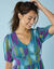 Robe courte Spécial Petites, voile imprimé (vert canard / miel)
