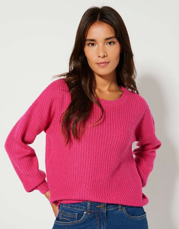 Pull boîte manches longues, maille anglaise (rose) Pull boîte manches longues, maille anglaise (rose)