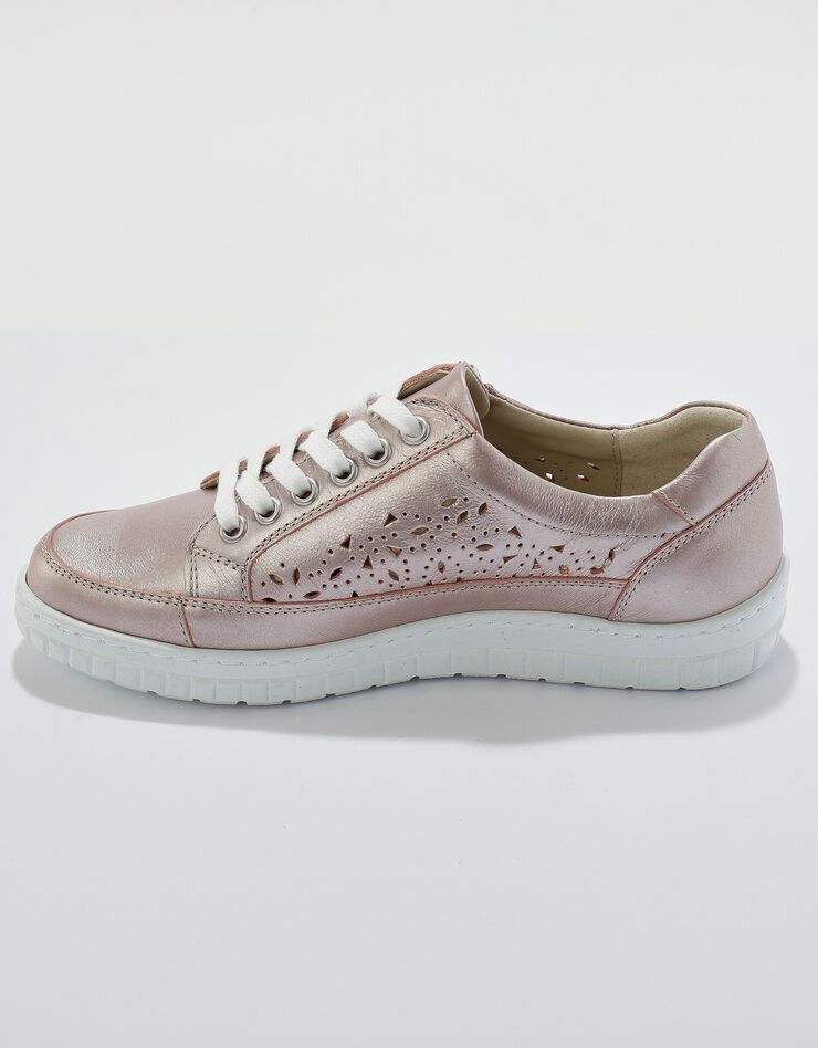 Baskets dessus cuir ajouré et effet croco (rose dore) Baskets dessus cuir ajouré et effet croco (rose dore)