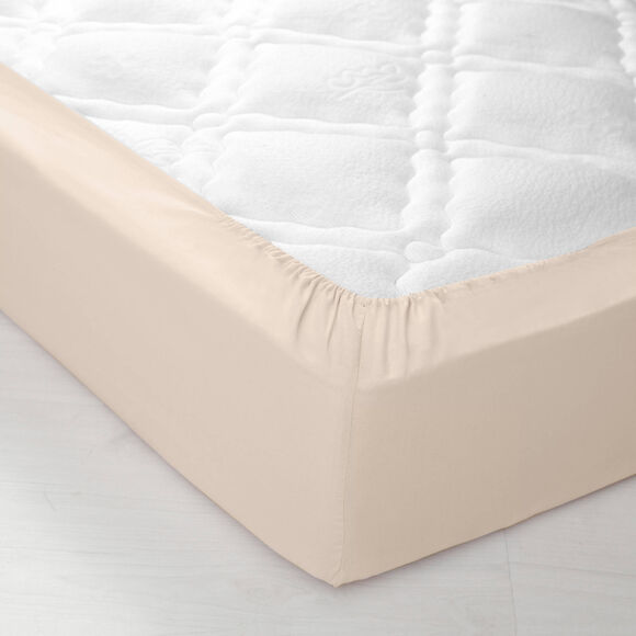 Drap-housse uni coton bonnet 32 cm (sable)