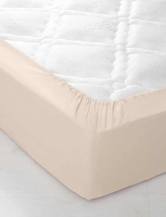 Drap-housse uni coton bonnet 32 cm (sable)