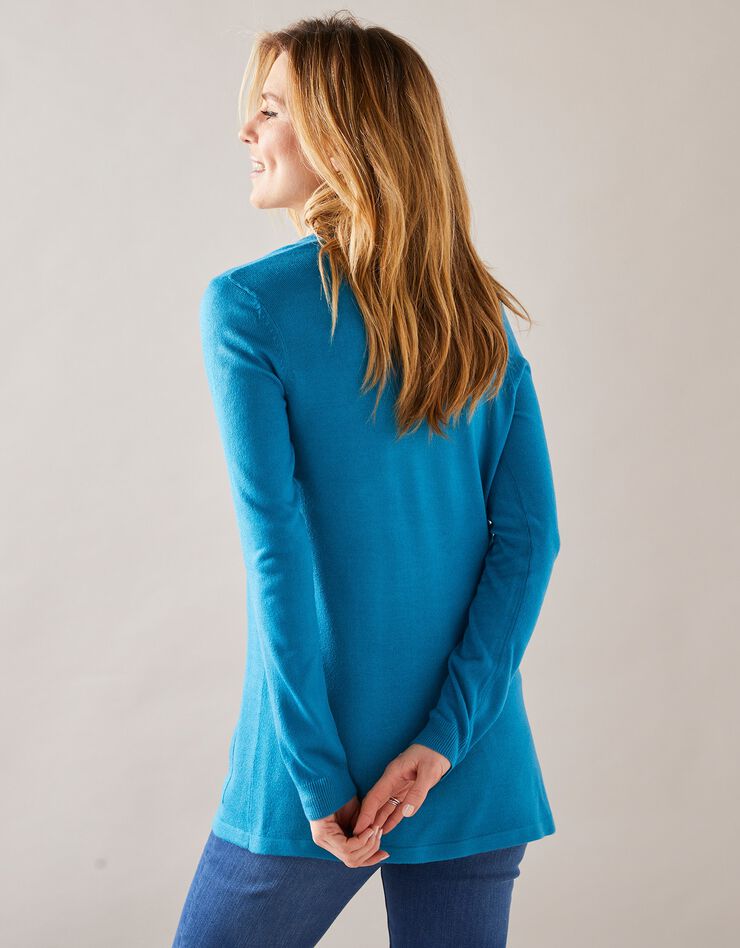 Gilet porter ouvert toucher cachemire (bleu prusse) Gilet porter ouvert toucher cachemire (bleu prusse)