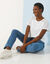 T-shirt col rond manches courtes, détail broderie anglaise (blanc)