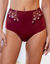 Gainette microfibre tulle brod&eacute; Caminata (prune)