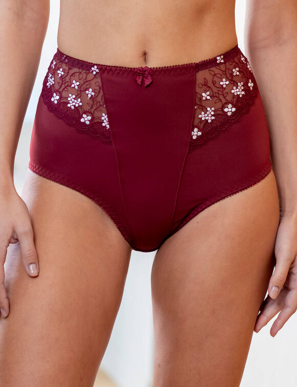 Gainette microfibre tulle brod&eacute; Caminata (prune)