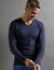 T-shirt sous-vêtement homme col V manches longues chaleur modérée - lot de 2 (marine)