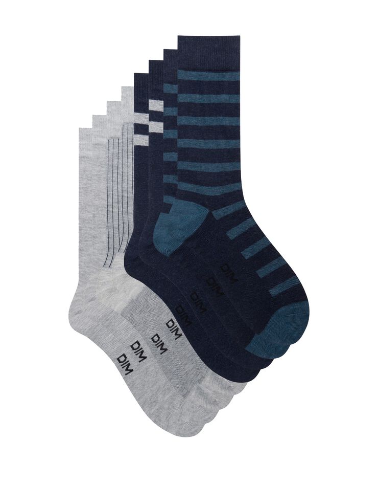 Mi-chaussettes EcoDIM style - lot de 4 (gris chiné / bleu) Mi-chaussettes EcoDIM style - lot de 4 (gris chiné / bleu)