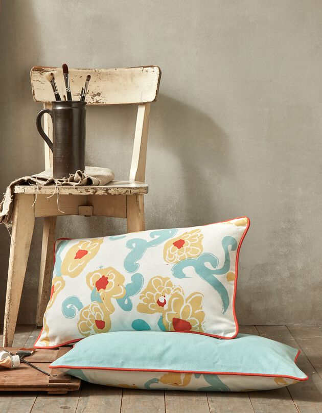 Housse de coussin, collection "Odette Lepeltier" - lot de 2 (écru / safran)