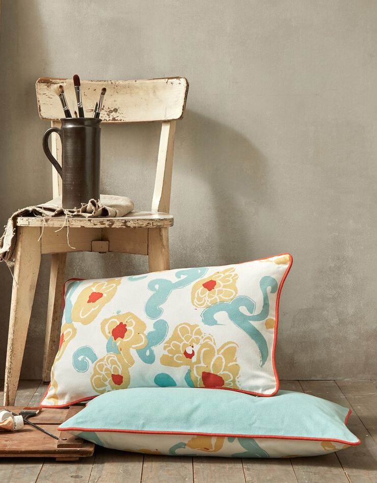 Housse de coussin, collection "Odette Lepeltier" - lot de 2 (écru / safran)
