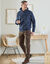 Pull col camionneur côte anglaise 30% laine (bleu mouliné)