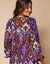 Robe longue col V imprimée (indigo / violine)