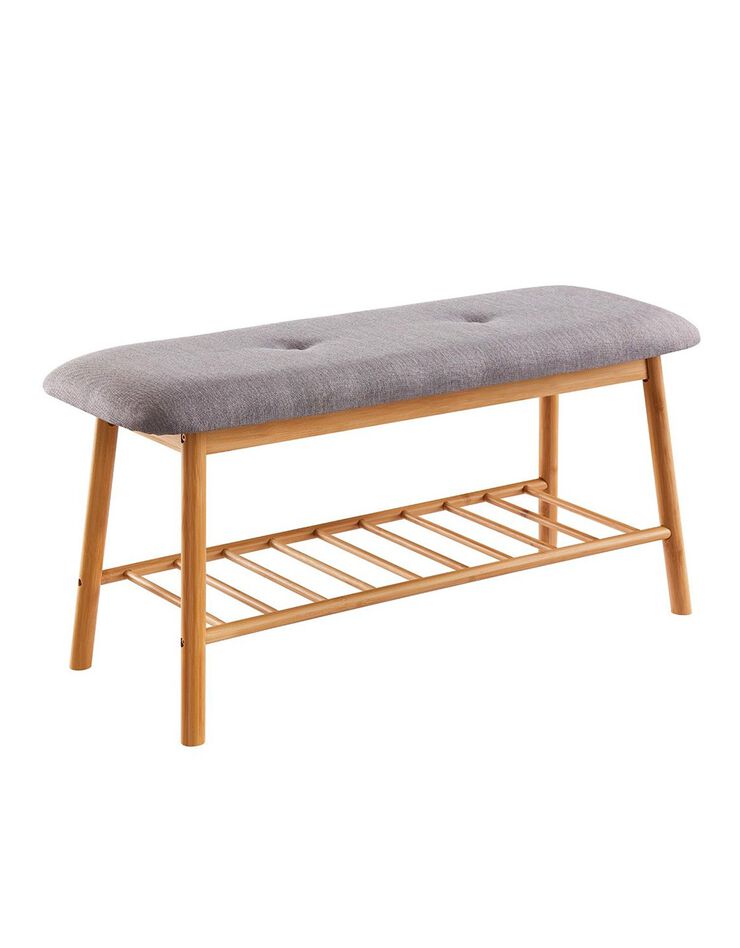 Banc en bambou avec coussin (gris)