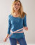 T-shirt col rond manches longues uni (bleu prusse)
