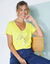 T-shirt col V imprimé doré (citron)