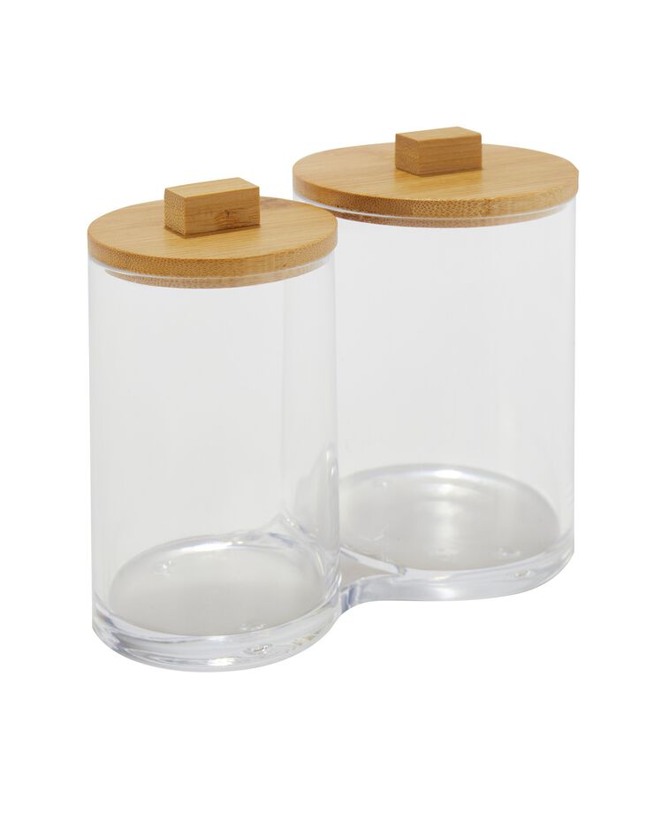 Coffret cosmétique avec couvercle (transparent/bois)