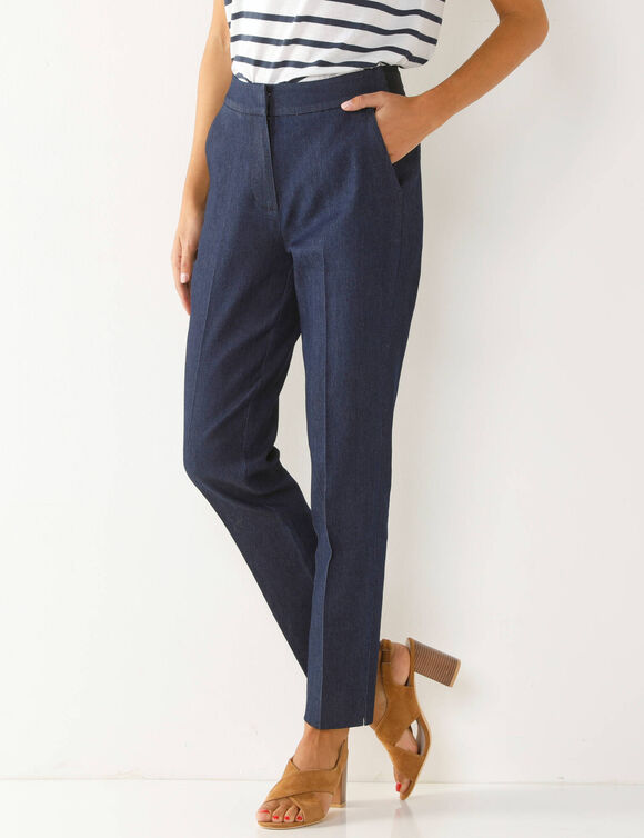 Pantalon 7/8ème coupe cigarette, jean (stone)