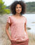 T-shirt imprimé col rond (corail / écru)