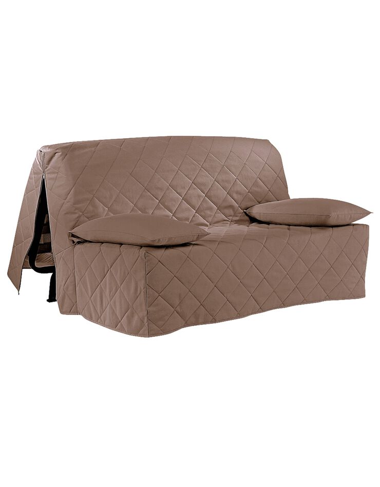 Housse canapé BZ coton bachette uni matelassé (taupe)