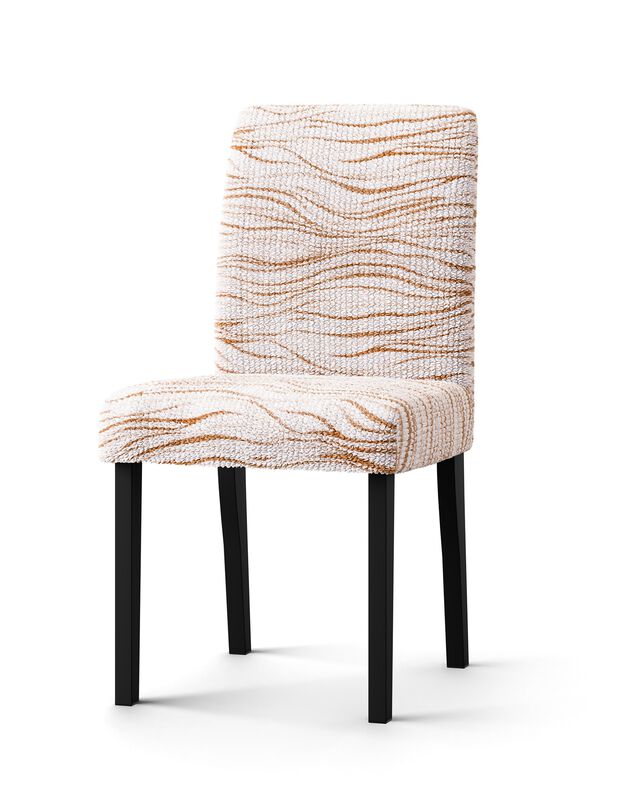 Housse microfibre bi-extensible imprimé vagues spéciale chaise (beige)