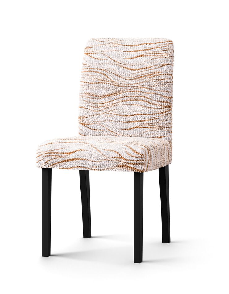 Housse microfibre bi-extensible imprimé vagues spéciale chaise (beige)