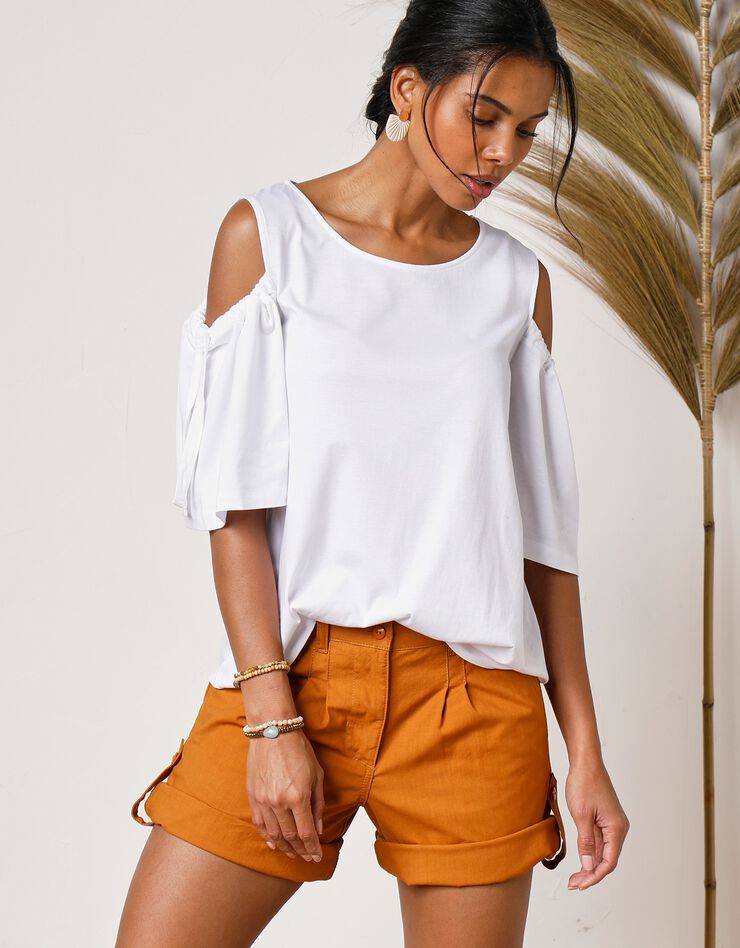 Tee-shirt épaules dénudées (blanc) Tee-shirt épaules dénudées (blanc)