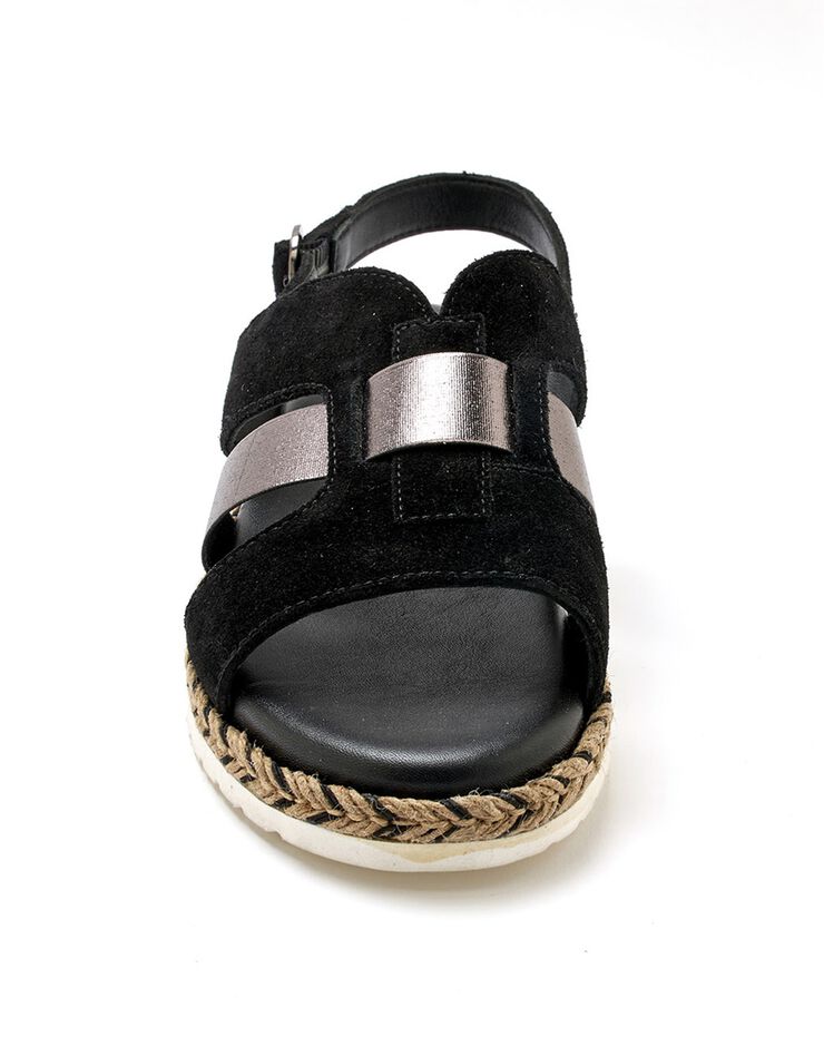 Sandales ouvertes compensées style sabot (noir) Sandales ouvertes compensées style sabot (noir)