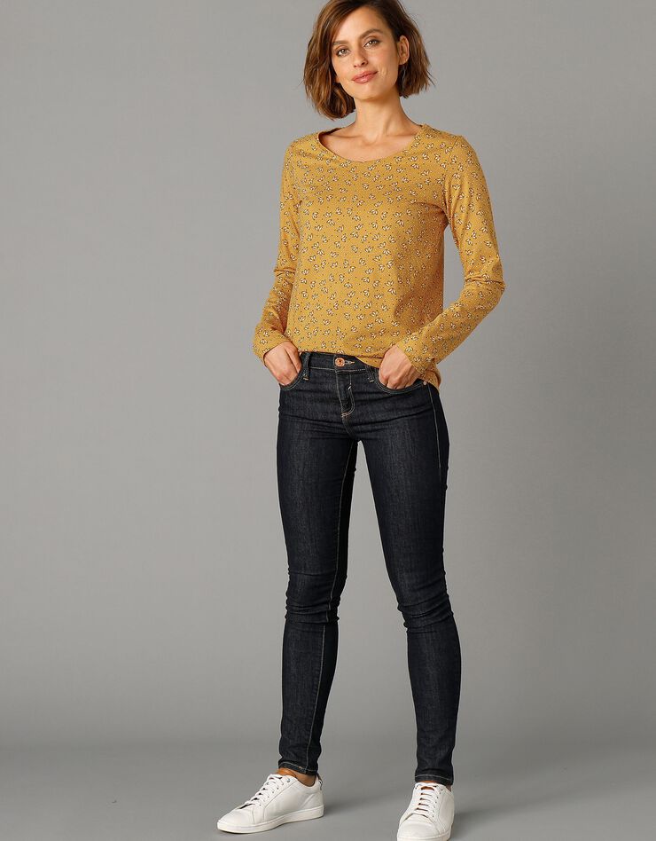 Tee-shirt imprimé manches longues jersey coton bio (miel)