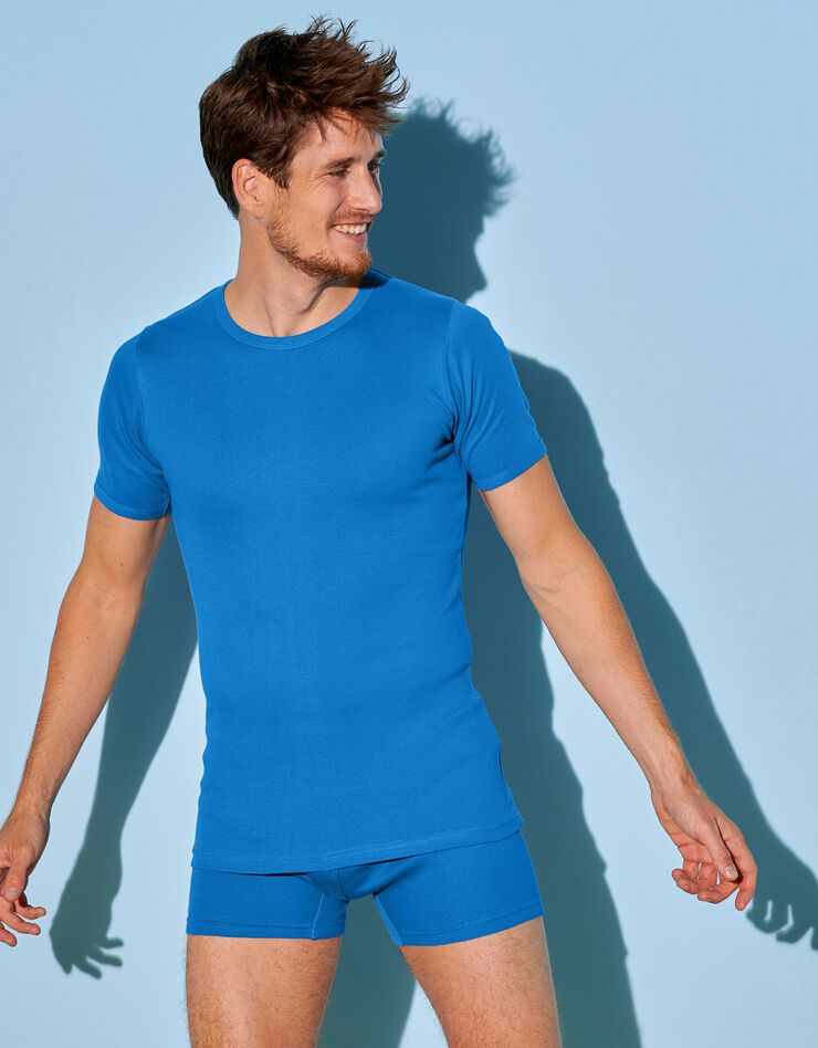 Tee-shirt sous-vêtement homme col rond - lot de 3 (bleu) Tee-shirt sous-vêtement homme col rond - lot de 3 (bleu)