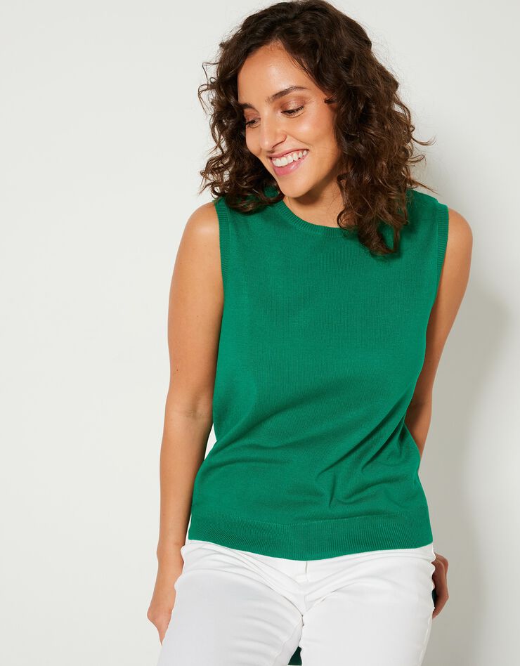 Pull sans manches toucher cachemire (vert pomme) Pull sans manches toucher cachemire (vert pomme)