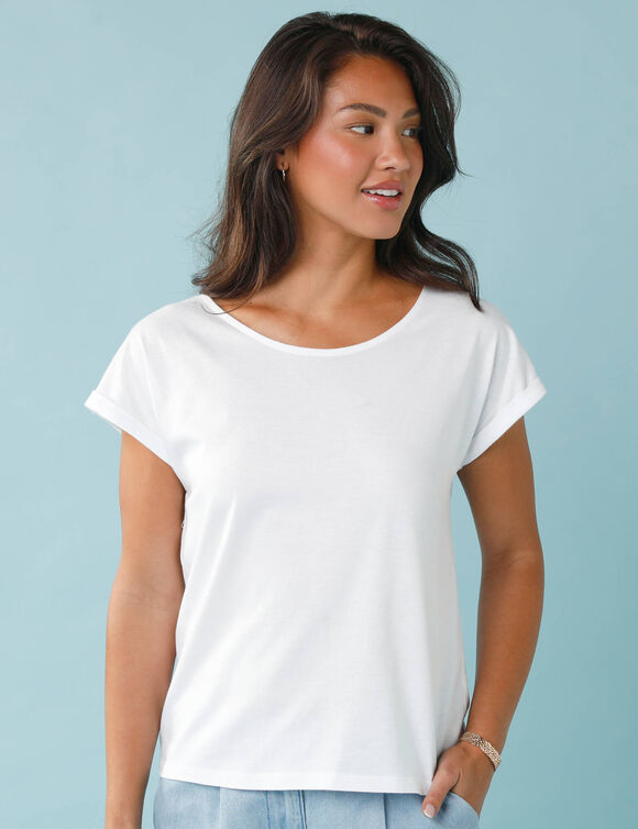 T-shirt manches courtes uni, Sp&eacute;cial Petites (blanc)