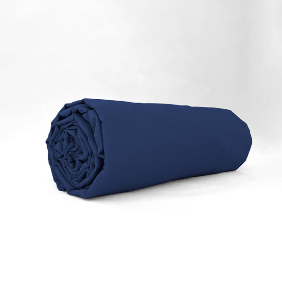 Drap-housse irrétrécissable uni coton (bleu azur)
