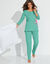 Pyjama manches longues imprimé rosaces - coton (lagon)