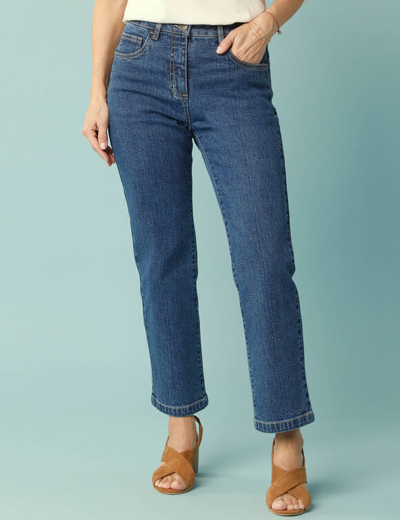 Jean Sp&eacute;cial Petites, coupe droite raccourcie (stone)