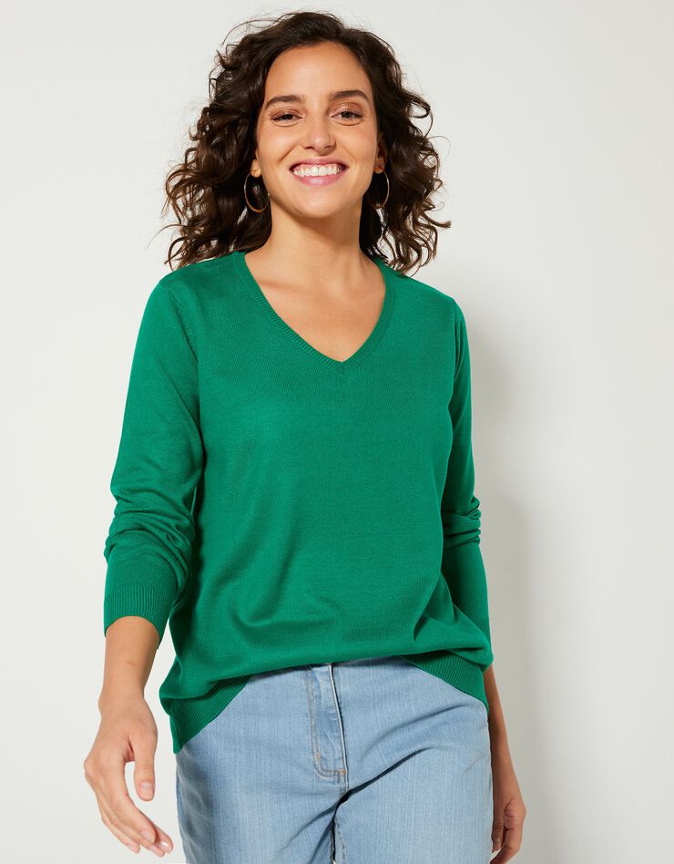 Pull col V toucher cachemire (vert pomme) Pull col V toucher cachemire (vert pomme)