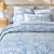 Linge de lit C&eacute;line en flanelle imprim&eacute; floral (bleu gris&eacute;)