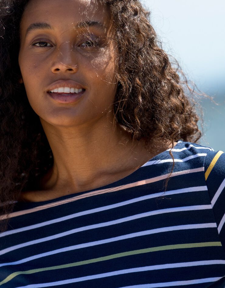 Tee-shirt marinière rayé manches 3/4 (marine / multicolore) Tee-shirt marinière rayé manches 3/4 (marine / multicolore)