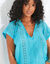 Blouse macramé, crépon coton (bleu turquoise)
