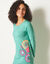 Chemise de nuit longue manches longues imprimé rosaces (lagon)
