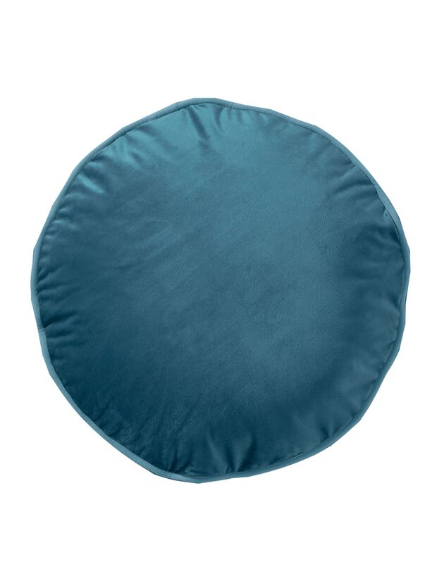 Coussin rond garni en velours (bleu paon)
