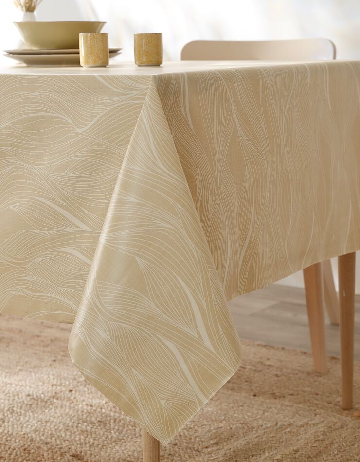 Nappe toile cirée imprimée vagues (jaune)