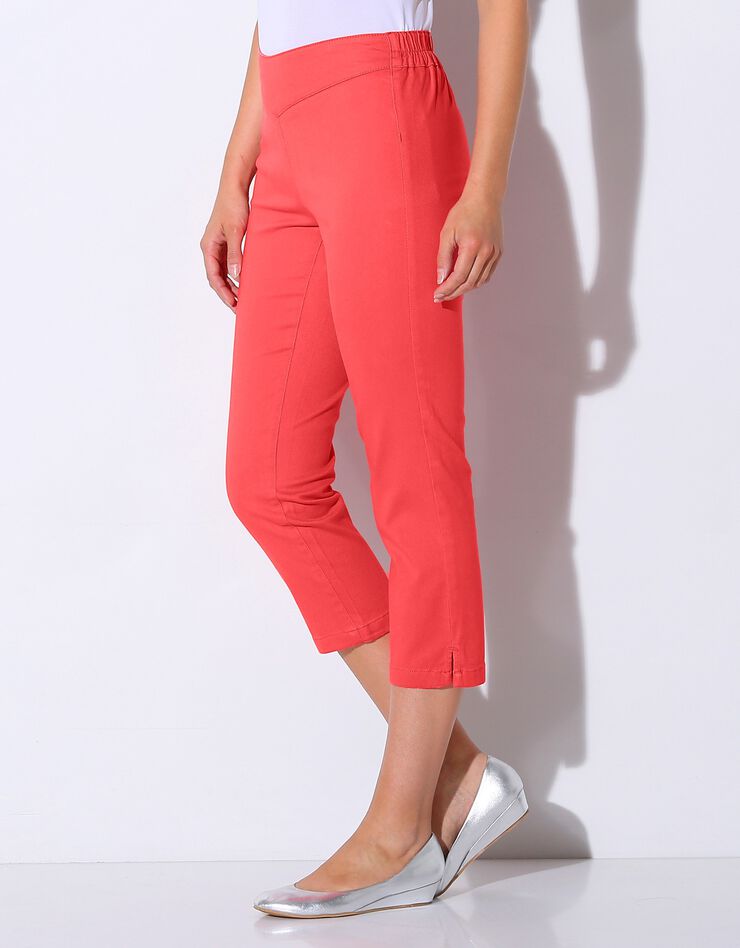 Pantacourt toile stretch - effet ventre plat (corail) Pantacourt toile stretch - effet ventre plat (corail)