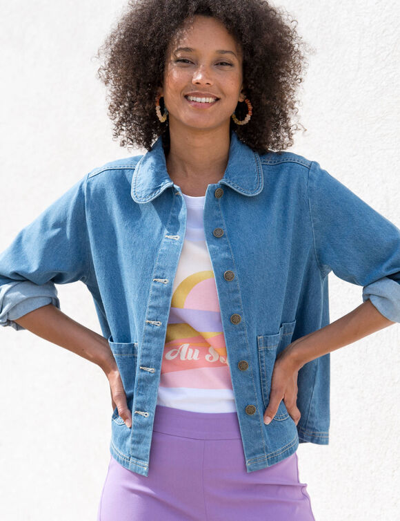 Veste paletot en jean (bleached)