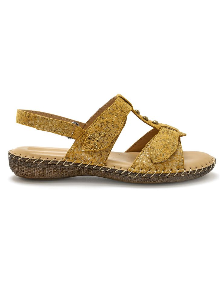 Sandales cuir irisé - largeur confort (jaune)