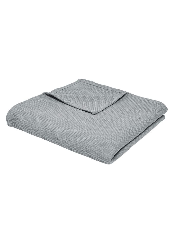 Jeté de canapé ou plaid uni nid d’abeille - coton (gris clair)
