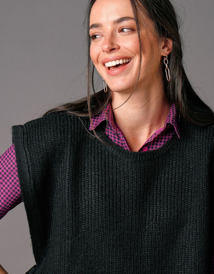 Pull tunique sans manches, maille anglaise toucher mohair (noir) Pull tunique sans manches, maille anglaise toucher mohair (noir)