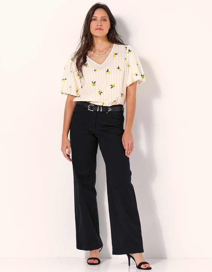 Pantalon couleur coupe large 5 poches (noir) Pantalon couleur coupe large 5 poches (noir)